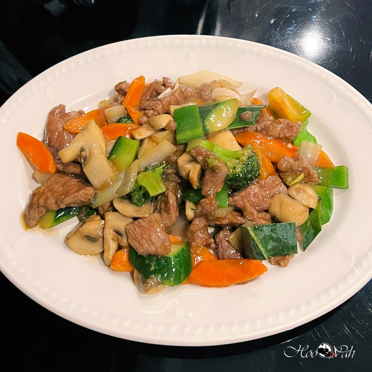 Gesneden ossenhaas met champignons